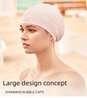 Bubble waterproof silicone swim cap Ladies swim cap equipment cap plus training long hair without reclining