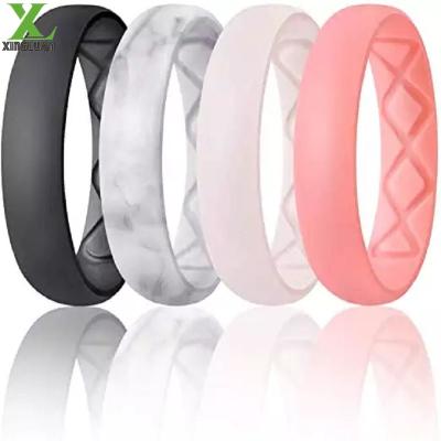 2022 Hot Sale Comfort Fit Silicon Wedding Band Ring Unique Design Men and Women Silicone Wedding Ring Edge Original