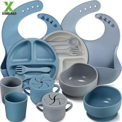 Baby Feeding Kit - Complete and multilevel - 10 baby guided weaning silicone supplies including food capture bib