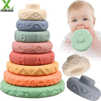 Toddlers Sensory Educational Montessori Baby Silicone Blocks - Developmental Teething Learning Stacker