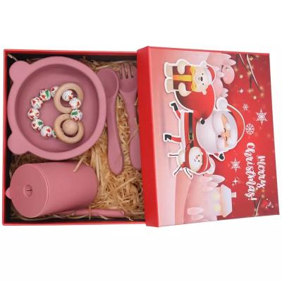 Platinum Silicone baby feeding products set Feeding Supplies with suction base baby bibs spoon fork Divider Plate