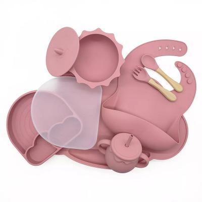 Silicon Bowl Silicone Plates For Toddlers With Placemat Suction Feeding Bib Set Wholesale
