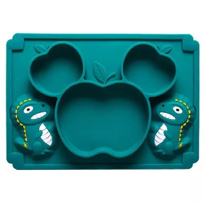 Silicona Baby Tableware Set Feeding Set Cartoon Silicone Dinosaur Plate