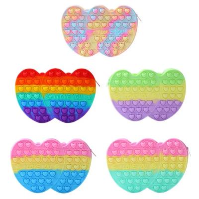 Red popping Push it Coin purses bag Silicone heart purse