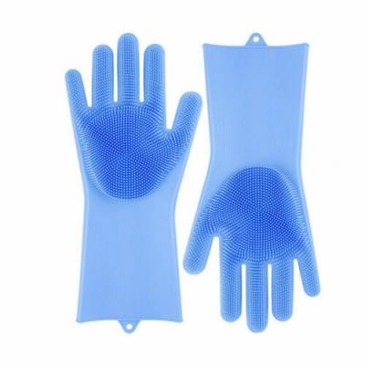 Silicone Rubber Dish Washing Gloves Kitchen Pet Bath Cleaning Scrubber