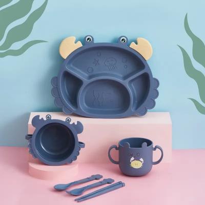 Kids feeding training bowl baby separated food silicone plate set