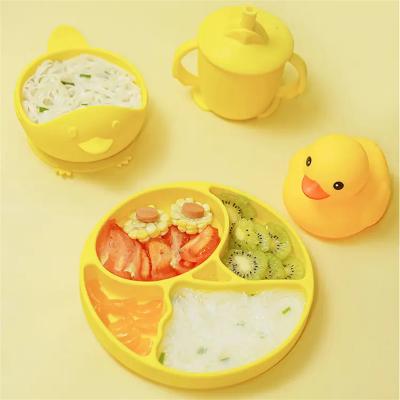 Wholesale Kids Tableware Feeding Set Baby Silicone Sippy Cup Bib